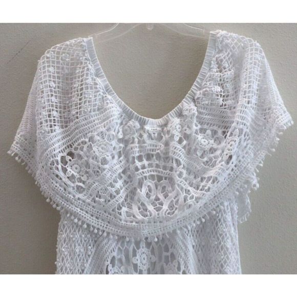 XCVI 14183 Women's Sz Medium White Signy Drapey Crochet Top Blouse $128 - Picture 8 of 16